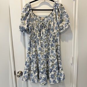 Floral Blue and White Kids Dress